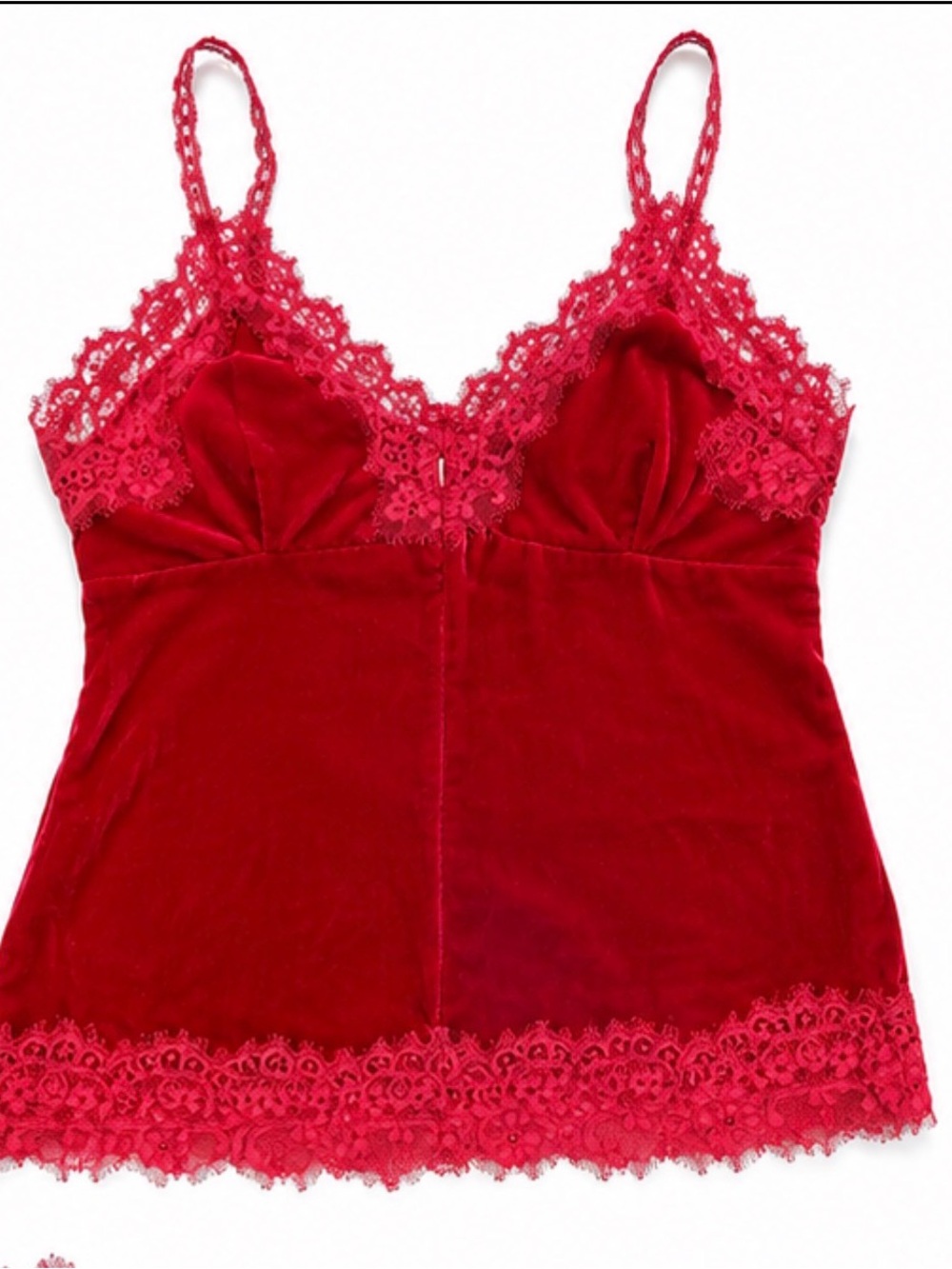 Pinko Red Velvet Lace Cami Top Luxurious | Size IT 8 (Fits Small)